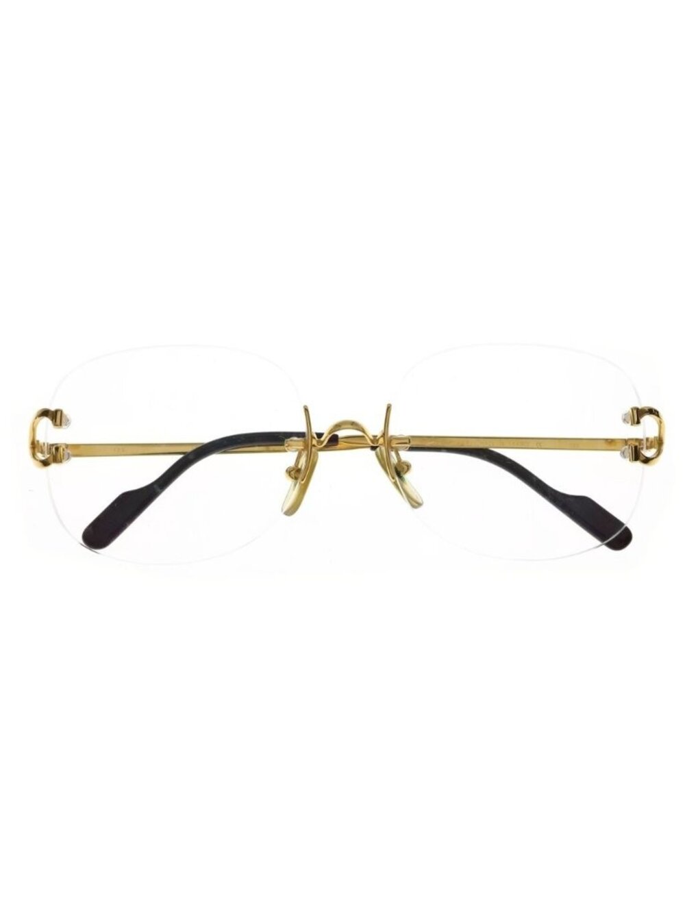 Cartier Rimless Two Point Frame Gold Sunglasses Eyewear 16/135 Brown